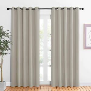 NICETOWN Room Darkening Draperies Window Curtain Panels, Natural, 2 Panels, W60 x L84 -inch, Thermal Insulated Grommet Room Darkening Curtains for Bedroom