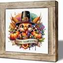 Happy Thanksgiving Wooden Sign Autumn Farmhouse Decor With Festive Greeting Fall Decor Sign For Home Decorative Pumpkin Themed Display - Warm Holiday Atmosphere Decoration 5.9x5.9 Inch