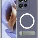 Magnetic Case for Motorola Moto G Power 2025, [Compatible with MagSafe] Built-in Flat Metal Kickstand, Thicken Bumper Frame Military Grade Protection Phone Cover for Moto G Power 5G 2025 (Clear)