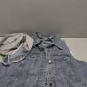 Anzber Women's Denim Vest Sleeveless Button Denim Jacket (Large, Blue With Cap)
