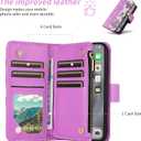 for Motorola Moto G 5G 2025 Floral Flip Zipper Wallet Case Purple | Girl, Wrist/Shoulder Strap, Luxury Glitter PU Leather Purse, Card Holder Stand, Accessories, Phone Cover for G5G 5 G G5 Women