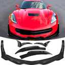Front Bumper Lip Splitter Spoiler + Side Winglets Fit for Chevy Corvette C7 1LT/ 2LT/ 3LT/ Z06/ Z51/ Stingray/Grand Sport 2014-2019 Gloss Black 4pcs Exterior Accessories Air Chin Body Kit