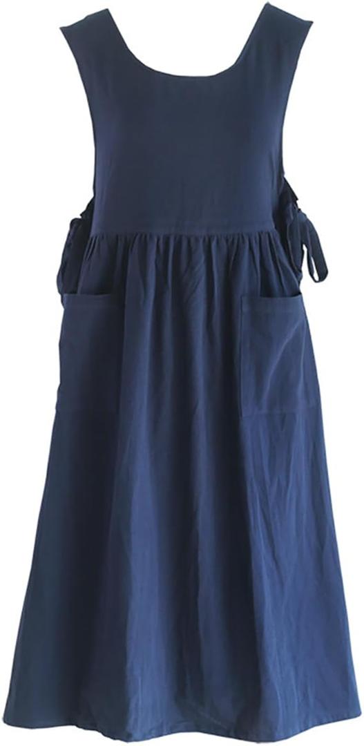 Nanxson Cotton Apron Women Split Plus Size Bib with Pockets for Cooking,Gardening,Painting CFL0003
