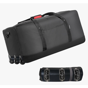 Finnhomy 120L Foldable Rolling Duffel Bag with 3 Wheels, Light Weight Travel Duffel bag with Large Loading Capacity, 32 inch Rolling Duffel bag with Shoulder Strap for Travel Camping Sports