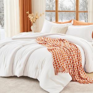 MUXHOMO King Size Comforter Set, All Season Ultra Soft Down Alternative Bedding - 3 Piece Lightweight Bed Set Includes 1 Comforter (104"x90") and 2 Pillow Shams (20"x36"), Wihte