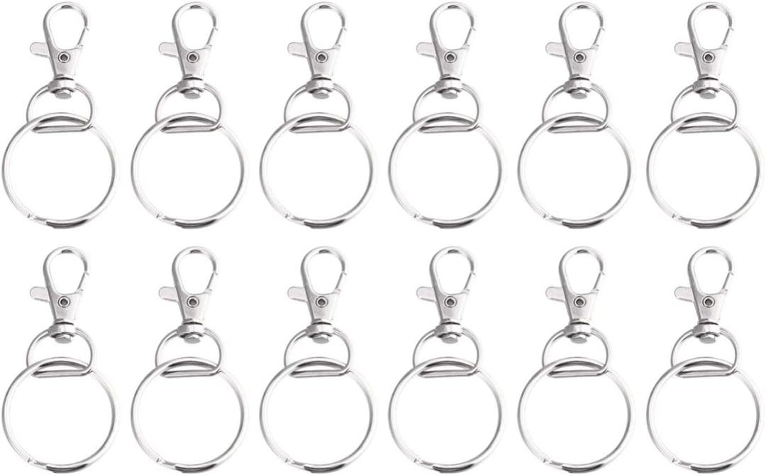 Healifty Toy Pets 50 Sets Dog Tag Clip Pet ID Tag Holder DIY Keychain Keyring Lobster Clasp Key Ring Chain Holder for Cats Dog Collar Harnesses Metal Key Ring