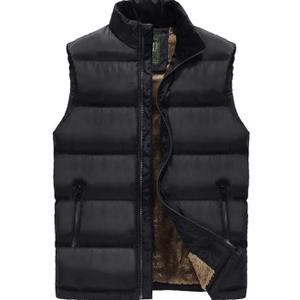 XinYangNi Men's Winter Warm Outdoor Padded Puffer Vest Thick Fleece Lined Sleeveless Jacket (Black, XXL)