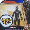 Marvel Spider-Man 6-Inch Mystery Web Gear Black and Gold Suit Spider-Man Action Figure, Includes Mystery Web Gear Armor Accessory and Character Accessory, Ages 4 and Up