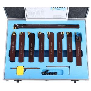 Accusize Industrial Tools 3/4" 9 Pieces/Set, Indexable Carbide Turning Tools and Boring Bar, 2988-0034