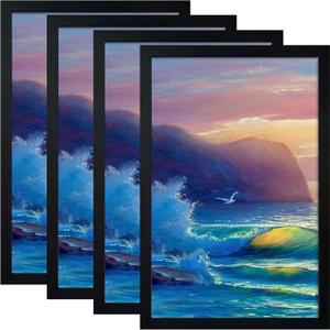 SESEAT 12x18 Frame, Wall Gallery Poster Picture Frame, Black, Pack of 4