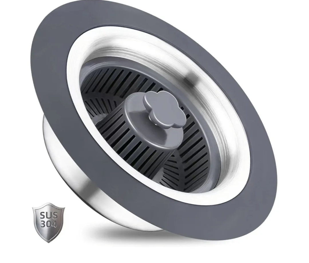 3 in 1 Kitchen Sink Drain Strainer and Stopper Combo, Stainless Steel Pop Up Kitchen Sink Stopper, Sink Drain Strainer for Standard 3-1/2 Inch Drain