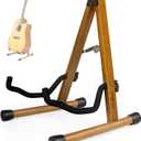 KingPoint Guitar Stand, Guitar Floor Stand, Acoustic Electric Wooden A Frame Folding Guitar Holder Adjustable for Bass, Cello, Mandolin, Banjo, Ukulele (Acacia)