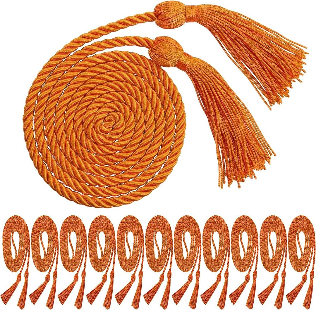 WILLBOND 12 Pcs Graduation Rope Honor Cord Tassel Set, Graduation Accessories for Ceremony, Graduate Students Souvenir and Gift (Orange)
