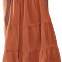 BTFBM Women Summer Dresses 2026 Casual Spring Clothes Sleeveless Halter Neck A-Line Boho Mini Dress Beach Vacation Sundress(Brown Orange, X-Large)