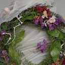 22 Inch Spring Summer Flower Wreaths for Front Door, Artificial Colorful Floral Door Wreaths with Lavender Daisies Green Leaves Farmhouse for Inside Outside Home Window Weeding Decor