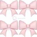 4Pcs Giant Pink Bow Balloons 38 Inch for Themed Party Decorations, Elegant Coquette Birthday Decorations for Women, Bachelorette Bridal Engagement Wedding Anniversary Party Supplies (Pink Bow Set)