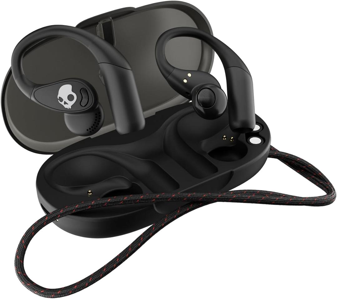 Skullcandy Push 540 Open Wireless Open-Ear Bluetooth Earbuds, Headphones, Sweat and Water Resistant, 42 Hours Battery, Detachable Neckband, Secure Fit, Microphone for iPhone Android - True Black