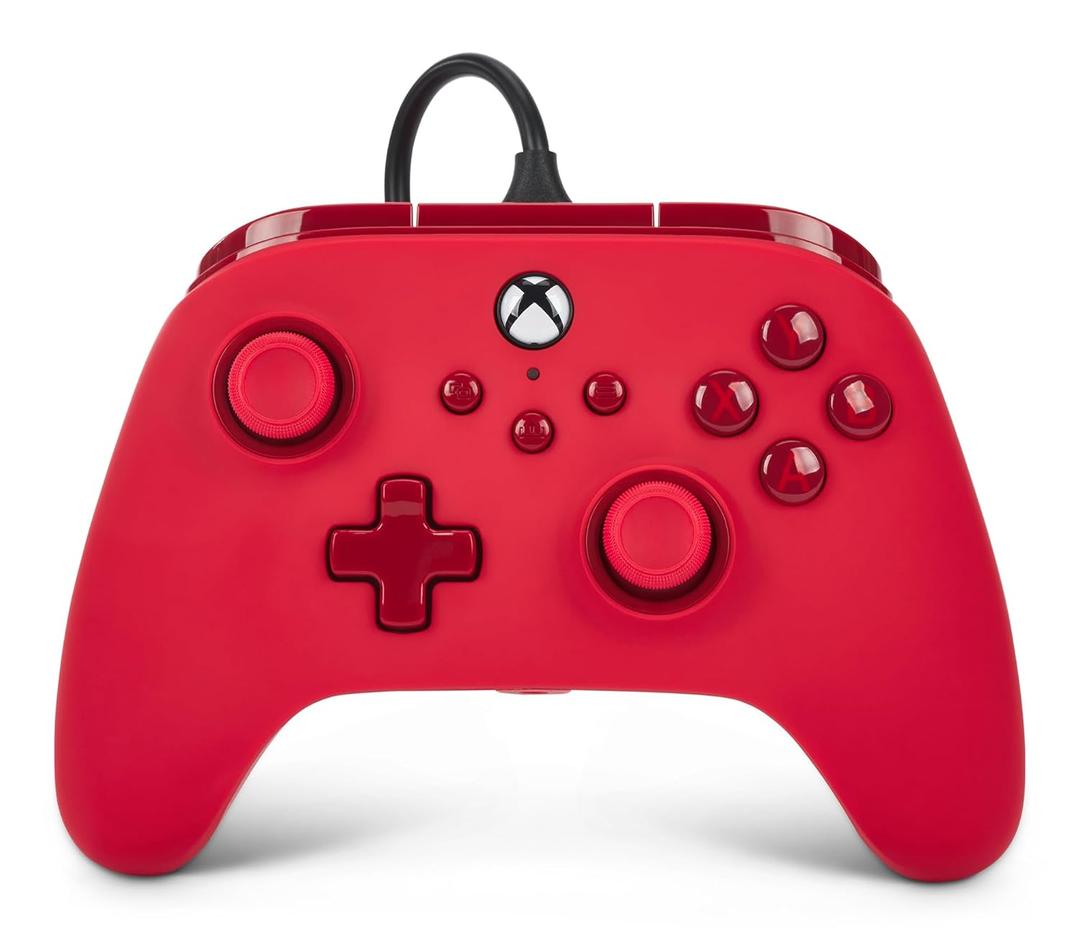 PowerA Advantage Wired Controller for Xbox Series X|S - Red, Xbox Controller with Detachable 10ft USB-C Cable, Mappable Buttons, Trigger Locks and Rumble Motors, Officially Licensed for Xbox
