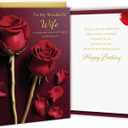 2 x Wife Birthday Card happy birthday - Double-layer card, Design with Gold Foil text, with envelope and Envelope sticker Heartfelt Message（5.6 x 8.1”）