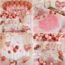 Anniversary Decorations for Bedroom, Valentines Day Balloons Kit Rose Gold Heart Balloons Rose Petals and Pink Balloon for Wedding, Anniversary Celebrations, Party Decorations Special Night