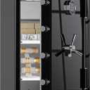 TIGERKING 8.78 Cu Ft Large Fireproof Safe for Home, Waterproof Floor Security Jewelry Safe with Digital Lock, Heavy Duty Steel Cabinet Safes with Drawer and Adjustable Shelves for Valuables (Black)