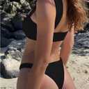 SOLY HUX Women's Swimsuits Two Piece Bikini Set Beach Vacation Outfits High Cut Bathing Suit (Black, L)