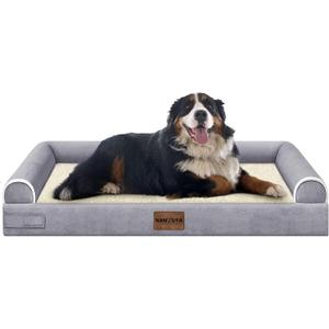 Large Dog Bed Orthopedic Washable: Jumbo Dog Bed Bolster Extra Large Dogs Egg Crate Foam Sofa Couch Waterproof Removable Cover - Purple (53.0"L x 42.0"W x 6.5"Th)