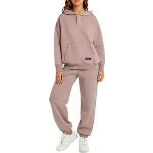 Womens 2 Piece Sweatsuit Set, 2025 Casual Long Sleeve Hoodie with Loose Wide Leg Sweatpants for Fall and Winter (Medium, Coffee Gray)
