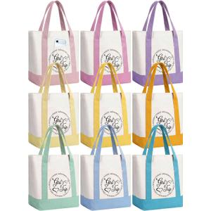 Sadnyy 6pcs/9pcs Girls Trip Gifts for Women Girls Weekend Trip Gifts Mini Canvas Tote Bag Cosmetic Pouch Favor 13" x 11" x 6"