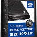 RAINDEWAY Black Tarps 10x10 Feet,UV Resistant, Multipurpose Medium Duty Waterproof Poly Tarp, Square Tent Tarp,Cover with Metal Grommets and Reinforced Edges, Finished Size