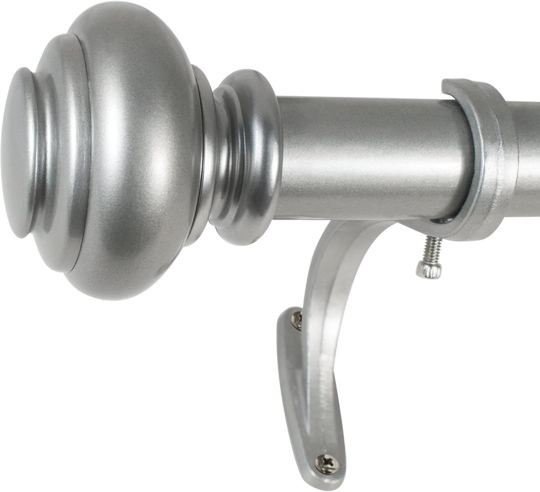 Decopolitan 278656836 1-Inch Urn Single Window Treatment Rod Set, 36 to 72-Inch, Antique Silver