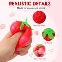 2PCS Squishy Squeeze Strawberry Slow Rising Stress Ball, Realistic Fruit Squeeze Toy, Adults Sensory Fidget Strawberry Squishy for Anxiety Relief, Focus Improvement, Desktop Decoration