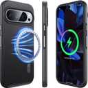 Strong Magnetic for Google Pixel 9/9 Pro Case Compatible with MagSafe [2024 Upgraded] [Dual Layer Heavy Duty] [Military Shockproof] Rugged for Google Pixel 9/9 Pro Phone Case Slim,Black