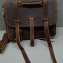 Augus Leather Messenger Bag for Men Briefcase Travel Backpack Shoulder Bag Fit 17'' Laptop