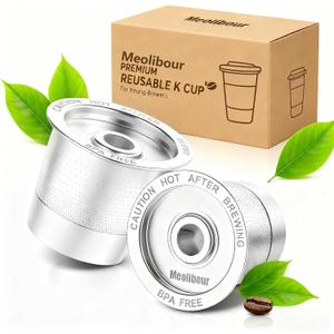Meolibour 2 Pack Reusable K Cups Coffee Pods for Keurig 1.0: Stainless Steel Refillable K Cup - Reusable Coffee Filter for Keurig 1.0 Coffee Maker, Eco-Friendly, Innovative Design