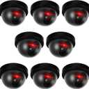 Kanayu 8 Pack Dummy Fake Camera CCTV Dome Fake Security with Flashing Red LED Light Wireless Surveillance Dummy CCTV for Outside Decoy Camera with Screws Tape for Indoor Outdoor Home (Black)