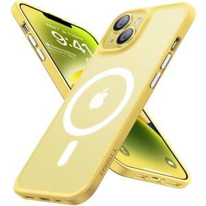 TORRAS 2023 New Magnetic for iPhone 14 Case for iPhone 13 Case, 10FT Military Grade Drop Tested, Compatible with MagSafe, Slim Protective Translucent Matte Phone Case for iPhone 14& iPhone13, Yellow
