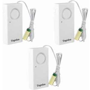 Topvico Water Leak Sensor Detector Flood Alarm for Basement RV Moisture 120dB Work Alone Battery Operated, 3 Packs