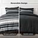 Bedsure Twin XL Comforter Set 5 Pieces, Black Striped Bedding Set for All Seasons, Reversible, Cationic Dyeing Bed in a Bag with Comforter, Sheets, Pillowcase & Sham
