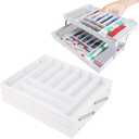 Extra Large and High Drawer Organizer, 2 Tier Smart Expandable Desk Organizer, Multi Level Junk Drawer Organizer for Makeup, Jewelry, Desk, Office Drawers (White)