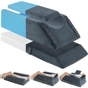 JOYWOO 4-Height Adjustable Leg Elevation Pillow  Memory Foam Wedge for Surgery Recovery, Knee & Ankle Injuries, Swelling Relief  Ergonomic U-Shaped Design, Washable Cover