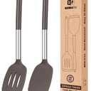 Pack of 2 Silicone Solid Turner, Non Stick Slotted Kitchen Spatulas, High Heat Resistant BPA Free Cooking Utensils, Ideal Cookware for Fish, Eggs, Pancakes(Chocolate)