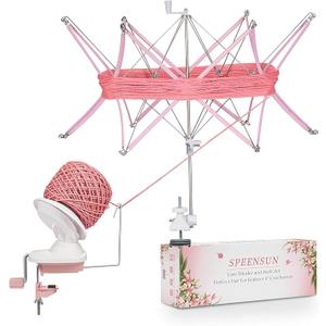 SPEENSUN Yarn Winder and Swift Combo, Efficient 3.5 OZ Yarn Cake Maker, Adjustable Angle/Height Yarn Swift Turn Loose Yarn into Tidy Skeins, Easy-to-Install Yarn Spinner for Yarns Below Size 5
