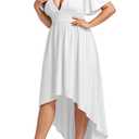 WUSENST White Dress Women Short Ruffle Sleeve V Neck High Low Maxi Dresses Plus Size Cocktail Wedding Guest, 4XL (White)