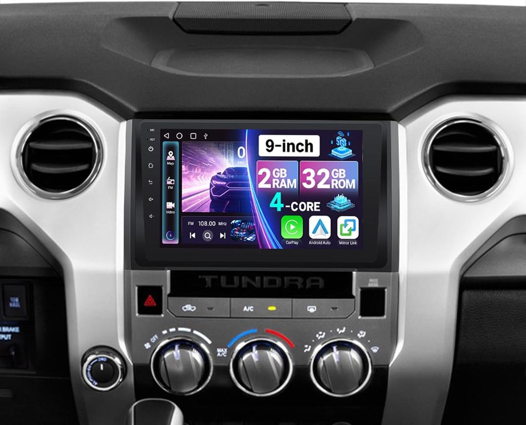 Upgrade Car Radio for Toyota Tundra 2014-2021 with Carplay Android Auto, 9" IPS Touch Screen Head Unit for Tundra Stereo with Bluetooth, WiFi, GPS, FM + CAN Bus + MIC + Camera - for J-B-L