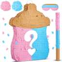 Silipull 18.5 Inch Baby Bottle Shape Gender Reveal Piata with Piata Stick Blindfold and Pink Blue Confetti Gender Reveal Decorations for Baby Shower Decoration Party Supplies
