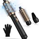 3 in 1 Rotating Hair Dryer Brush Spinning with Detachable Brush(2" & 1.5"),3 Heats and 2 Speeds Rotating Hot Air Brush for Curl,Straight