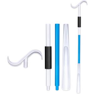 35" Long Shoe Horn for Seniors, Dressing Stick, Long Handle Shoe Horn, Extended Dressing Aid for Socks, Shirts, Pants, Shoes Helper Stick for Senior, Elderly, Disabled (Blue)