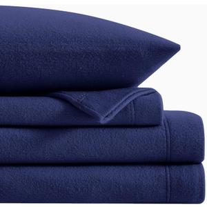 Softan Fleece Sheets Queen Size, Flannel Like Soft, Velvet Polar Microfleece Sheets for Winter, Dark Blue