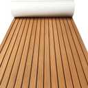 KXKZREN Boat Flooring EVA Foam Decking Sheet Faux Teak Marine Mat Non-Slip Boat Carpet Self-Adhesive Flooring for Jon Boats Motorboat RV Yacht Kayak Swim Platform